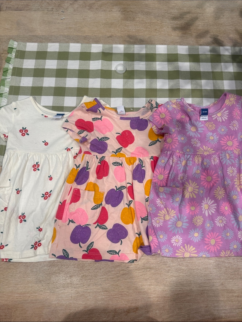 Old Navy Girls Cream, Pink & Purple Short Sleeve Casual Dress Set